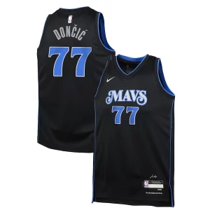 Trendy Robusto Elegante Luka Dončić Dallas Mavericks Nike Youth Swingman Replica Jersey City Edition Black  per la Gara Importante