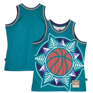 Elegante Sofisticato Utah Jazz Hardwood Classics Blown Out Fashion Jersey Turquoise  per la Gara Importante