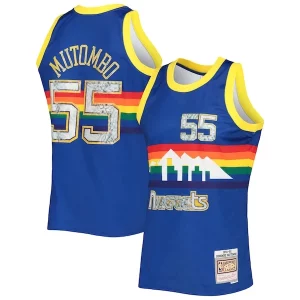 Sofisticato Accattivante Magnifico Dikembe Mutombo Denver Nuggets 1996/97 Hardwood Classics NBA 75th Anniversary Diamond Swingman Jersey Royal  per la Gara Importante