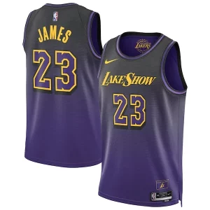 Incantevole Resistente LeBron James Los Angeles Lakers Nike Unisex 2024/25 Swingman Player Jersey City Edition Purple  per la Gara Importante