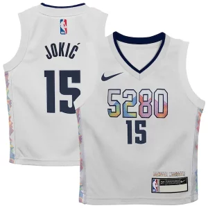 Lussuoso Versatile Nikola Jokic Denver Nuggets Nike Toddler 2024/25 Swingman Player Jersey City Edition White  per la Gara Importante