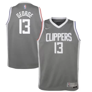 Magnifico Paul George LA Clippers Nike Youth 2020/21 Swingman Player Jersey Gray Earned Edition  per la Gara Importante