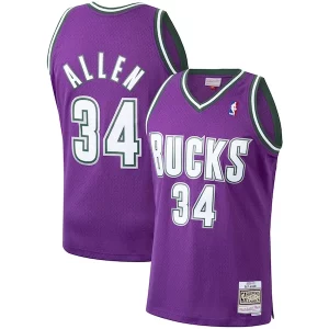 Elegante Fantastico Cool Ray Allen Milwaukee Bucks 2000/01 Hardwood Classics Swingman Jersey Purple  per la Gara Importante