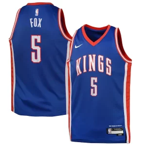 Elegante Carino Lussuoso De'Aaron Fox Sacramento Kings Nike Youth 2024/25 Swingman Player Jersey City Edition Blue  per la Gara Importante