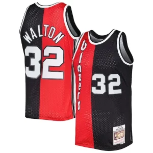 Stupendo Magnifico Fantastico Bill Walton Portland Trail Blazers Hardwood Classics 1976/77 Split Swingman Jersey Red/Black  per la Gara Importante