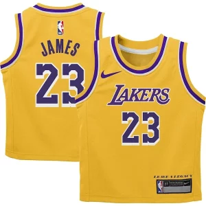 Eccezionale Ottimo LeBron James Los Angeles Lakers Nike Preschool Dri FIT Swingman Player Jersey Icon Edition Gold  per la Gara Importante