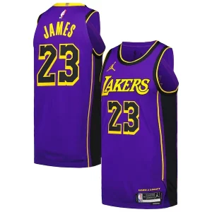 Fascinante Stupendo LeBron James Los Angeles Lakers Jordan Brand Authentic Player Jersey Statement Edition Purple  per la Gara Importante