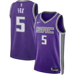 Prestigioso Magnifico De'Aaron Fox Sacramento Kings Nike Unisex Swingman Jersey Icon Edition Purple  per la Gara Importante