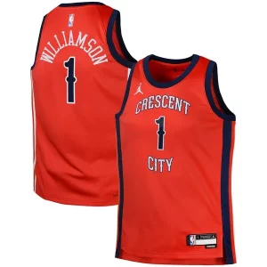 Elegante Pratico Trendy Zion Williamson New Orleans Pelicans Jordan Brand Swingman Jersey Statement Red  per la Gara Importante