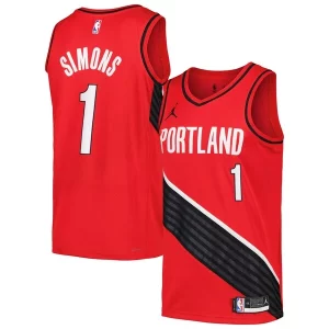 Cool Anfernee Simons Portland Trail Blazers Jordan Brand Swingman Player Jersey Statement Edition Red/Black  per la Gara Importante