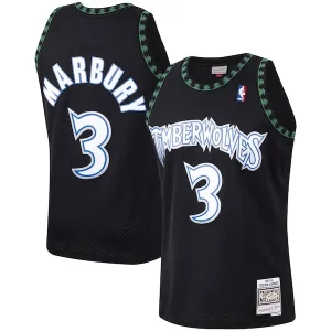 Gorgeous Comodo Attraente Stephon Marbury Minnesota Timberwolves 1997/98 Hardwood Classics Swingman Jersey Black  per la Gara Importante