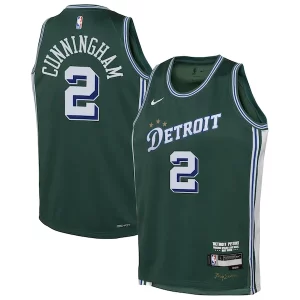 Bellissimo Cade Cunningham Detroit Pistons Nike Youth 2022/23 Swingman Jersey City Edition Green  per la Gara Importante