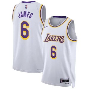 Prestigioso Comodo LeBron James Los Angeles Lakers Nike Unisex Swingman Jersey Association Edition White  per la Gara Importante