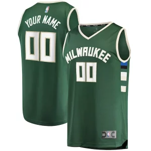 Fantastico Meraviglioso Robusto Milwaukee Bucks Youth Fast Break Custom Replica Jersey Hunter Green Icon Edition  per la Gara Importante