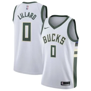 Versatile Incantevole Damian Lillard Milwaukee Bucks Nike Unisex Swingman Player Jersey Association Edition White  per la Gara Importante