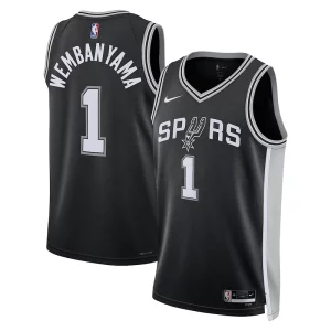 Fantastico Victor Wembanyama San Antonio Spurs Nike Unisex 2023 NBA Draft First Round Pick Swingman Jersey Icon Edition Black  per la Gara Importante