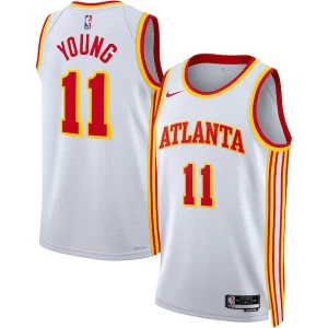 Resistente Incantevole Versatile Trae Young Atlanta Hawks Nike Unisex Swingman Jersey Association Edition White/Red  per la Gara Importante