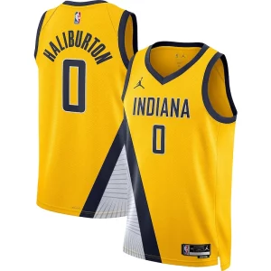 Eccezionale Resistente Carino Tyrese Haliburton Indiana Pacers Jordan Brand Unisex Swingman Jersey Statement Edition Gold  per la Gara Importante