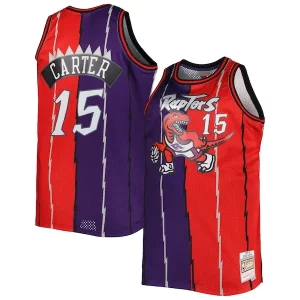 Elegante Vince Carter Toronto Raptors Big & Tall Hardwood Classics 1998/99 Split Swingman Jersey Purple/Red  per la Gara Importante