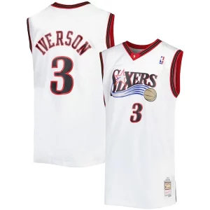 Moderno Allen Iverson Philadelphia 76ers Big & Tall Hardwood Classics 1996/97 Swingman Jersey White/Black/Red/Royal  per la Gara Importante