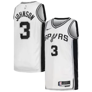 Sofisticato Keldon Johnson San Antonio Spurs Nike Unisex Swingman Jersey Association Edition White/Black  per la Gara Importante