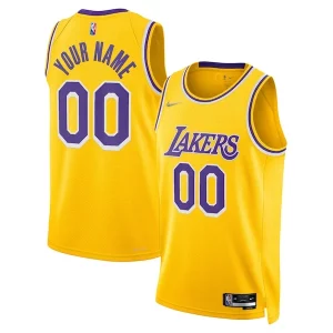 Splendido Eccezionale Lussuoso Los Angeles Lakers Nike 2021/22 Diamond Swingman Custom Jersey Icon Edition Gold  per la Gara Importante