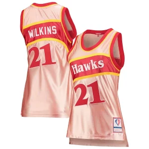 Stupendo Raffinato Prestigioso Dominique Wilkins Atlanta Hawks Women's 75th Anniversary Rose Gold 1986 Swingman Jersey Pink  per la Gara Importante