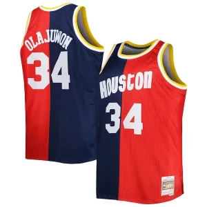 Versatile Moderno Meraviglioso Hakeem Olajuwon Houston Rockets Big & Tall Hardwood Classics 1993/94 Split Swingman Jersey Navy/Red  per la Gara Importante