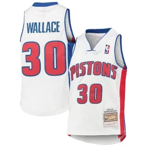 Stupendo Versatile Rasheed Wallace Detroit Pistons Youth 2003/04 Hardwood Classics Swingman Jersey White  per la Gara Importante