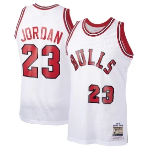 Lussuoso Michael Jordan Chicago Bulls 1984/85 Hardwood Classics Rookie Authentic Jersey White/Red  per la Gara Importante