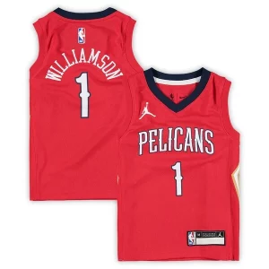 Resistente Zion Williamson New Orleans Pelicans Jordan Brand Preschool 2020/21 Fast Break Replica Jersey Statement Edition Red  per la Gara Importante
