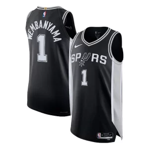 Splendido Attraente Stupendo Victor Wembanyama San Antonio Spurs Nike Authentic Jersey Icon Edition Black  per la Gara Importante