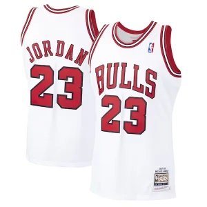 Sofisticato Stupendo Michael Jordan Chicago Bulls 1997/98 Hardwood Classics Authentic Jersey White/Black/Scarlet  per la Gara Importante