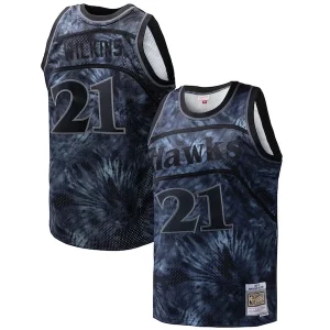 Lussuoso Dominique Wilkins Atlanta Hawks Hardwood Classics 1986/87 Tie Dye Swingman Jersey Black  per la Gara Importante