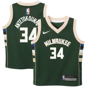 Pratico Giannis Antetokounmpo Milwaukee Bucks Nike Preschool Swingman Player Jersey Icon Edition Hunter Green  per la Gara Importante