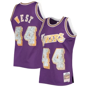 Duraturo Sofisticato Jerry West Los Angeles Lakers 1971/72 Hardwood Classics NBA 75th Anniversary Diamond Swingman Jersey Purple  per la Gara Importante