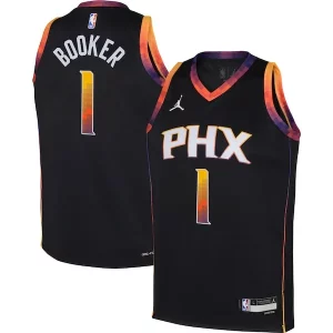 Raffinato Magnifico Elegante Devin Booker Phoenix Suns Jordan Brand Youth Swingman Jersey Statement Edition Black  per la Gara Importante