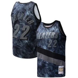 Fascinante Pratico Ottimo Clyde Drexler Portland Trail Blazers Hardwood Classics 1991/92 Tie Dye Swingman Jersey Black  per la Gara Importante