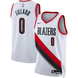Stupendo Resistente Damian Lillard Portland Trail Blazers Nike Unisex Swingman Jersey Association Edition White/Black  per la Gara Importante