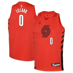Lussuoso Pratico Damian Lillard Portland Trail Blazers Jordan Brand Youth Swingman Jersey Statement Edition Red  per la Gara Importante