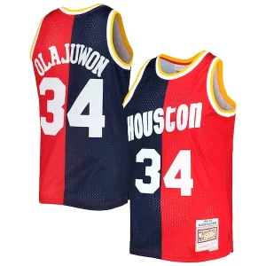 Delizioso Stupendo Hakeem Olajuwon Houston Rockets Hardwood Classics 1993/94 Split Swingman Jersey Navy/Red  per la Gara Importante