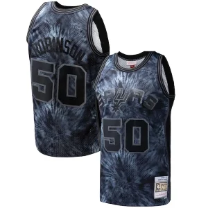Eccezionale Meraviglioso Fascinante David Robinson San Antonio Spurs Hardwood Classics 1998/99 Tie Dye Swingman Jersey Black  per la Gara Importante