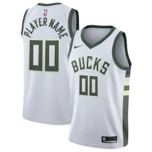 Eccezionale Milwaukee Bucks Nike 2020/21 Swingman Custom Jersey Association Edition White  per la Gara Importante