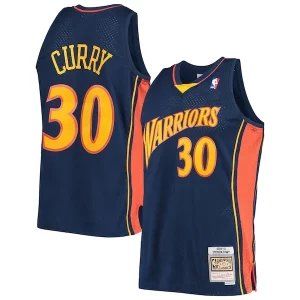 Meraviglioso Stephen Curry Golden State Warriors Hardwood Classics Swingman Jersey Navy/White  per la Gara Importante