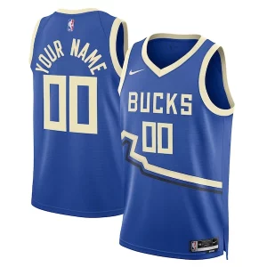 Carino Delizioso Incantevole Milwaukee Bucks Nike Unisex 2024/25 Custom Swingman Jersey City Edition Royal  per la Gara Importante