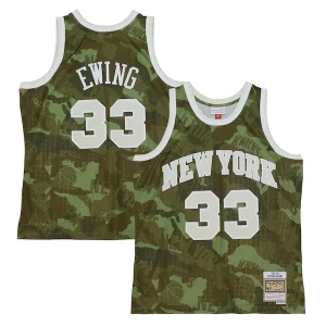 Resistente Patrick Ewing New York Knicks Hardwood Classics 1991/92 Ghost Green Swingman Jersey Camo  per la Gara Importante