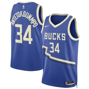 Duraturo Giannis Antetokounmpo Milwaukee Bucks Nike Unisex 2024/25 Swingman Player Jersey City Edition Royal  per la Gara Importante