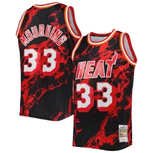 Cool Accattivante Alonzo Mourning Miami Heat 1996/97 Hardwood Classics Marble Swingman Jersey Black  per la Gara Importante
