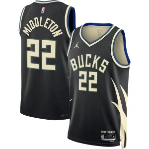 Fascinante Splendido Robusto Khris Middleton Milwaukee Bucks Jordan Brand Unisex Swingman Jersey Statement Edition Black  per la Gara Importante