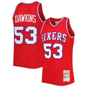 Sofisticato Magnifico Eccezionale Darryl Dawkins Philadelphia 76ers Hardwood Classics 1979/80 Swingman Jersey Red  per la Gara Importante